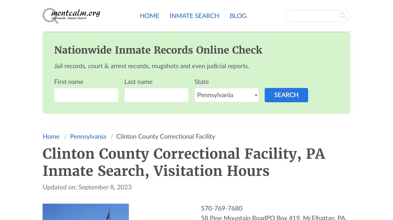 Clinton County Correctional Facility, PA Inmate Search, Visitation Hours