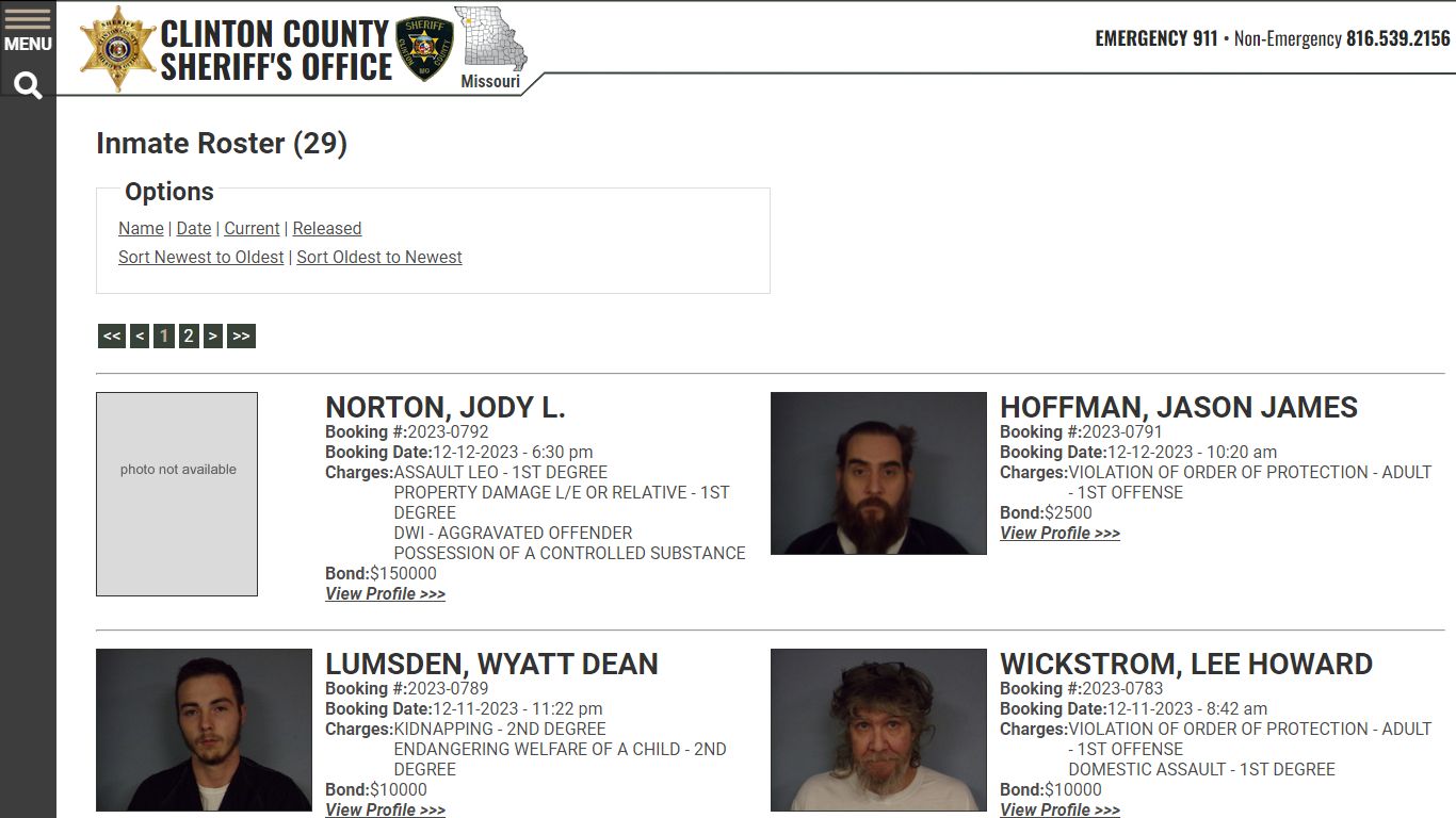 Inmate Roster - Clinton County Sheriff's Office | Missouri